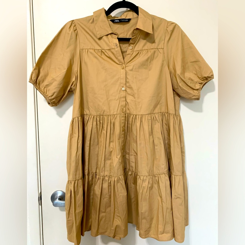 Zara summer ladies khaki color dress